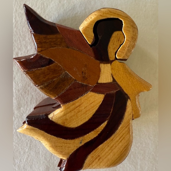 Handcrafted Wooden Angel Shape Secret Jewelry Puzzle Box - Picture 5 of 11